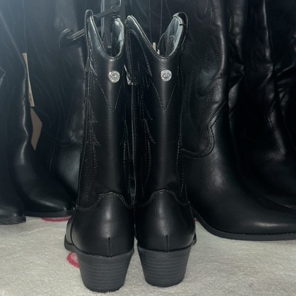 Madden NYC Black cowgirl boots classic horse riding boot high knee leather - Picture 2 of 5